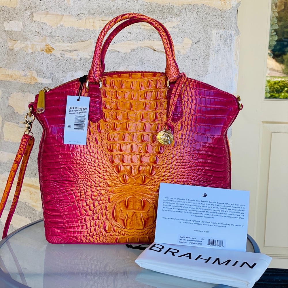 NWT BRAHMIN LARGE DUXBURY MELBOURNE PASSION FRUIT - Picture 1 of 12